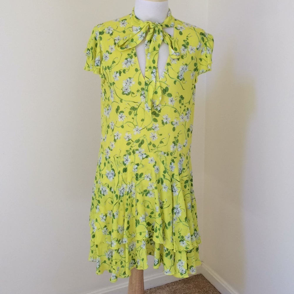 ALICE & OLIVIA Size 6 yellow floral layered dress